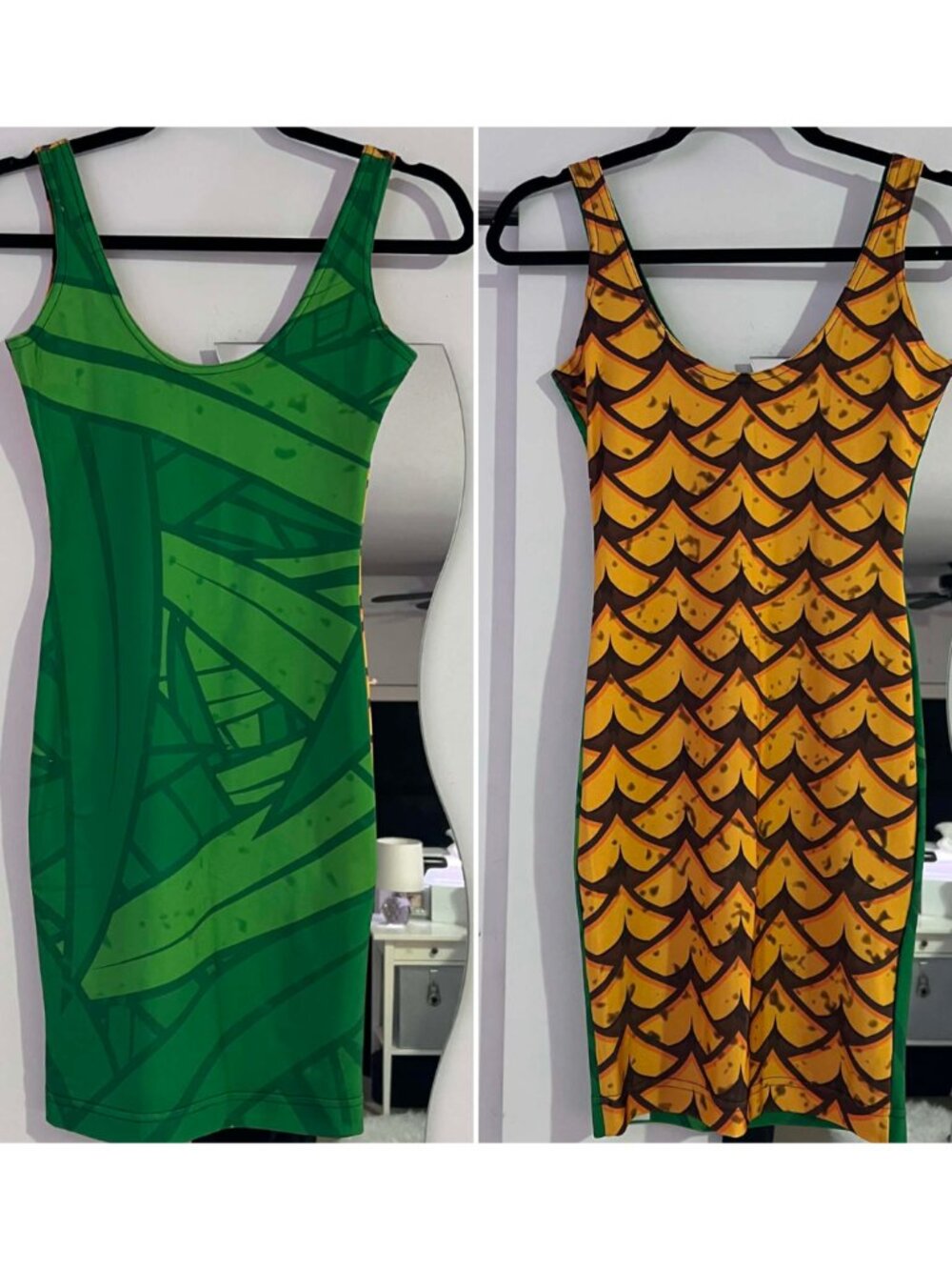 Burning Artists Collective Printed Spandex Reversible Bodycon Festival Dress